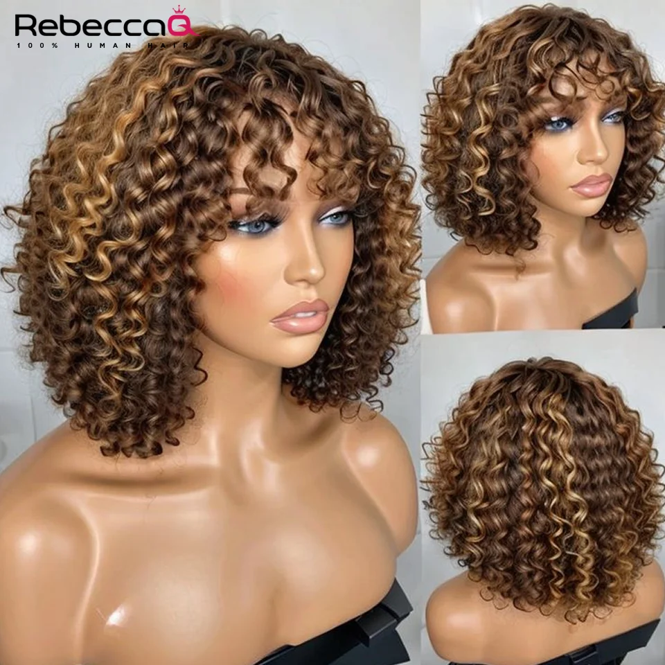Ngắn Xoăn Bob Tóc Tóc Giả Với Nổ Full Máy Làm Tóc Giả Nổi Bật Mật Ong Tóc Vàng Màu Tóc Giả Dành Cho Nữ Giá Rẻ remy Tóc