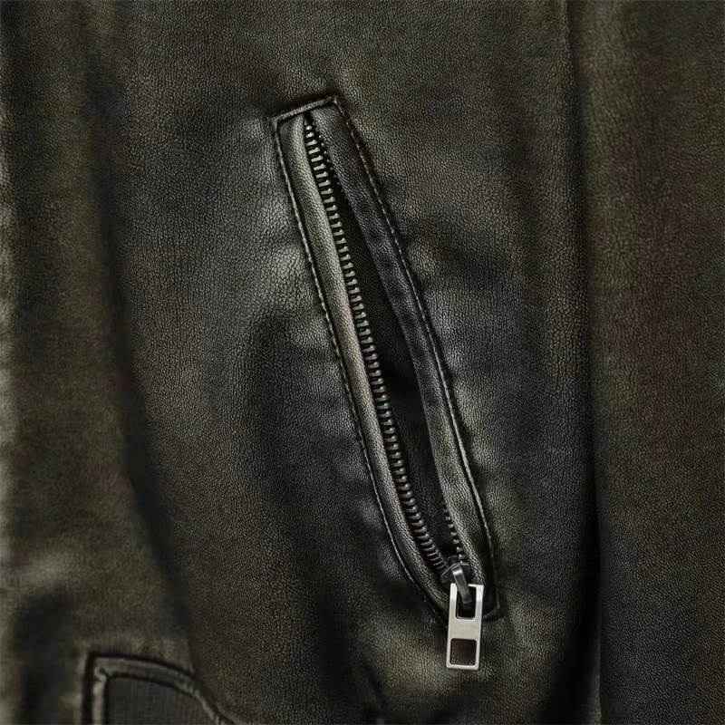 Chaqueta Bomber de piel sintética a la moda urbana para mujer, abrigo corto de cuero negro con cuello levantado