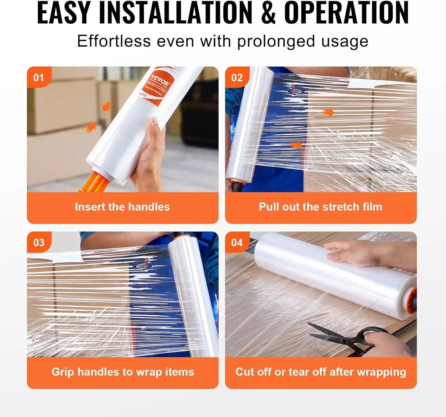 Stretch Film, 15 inches x 1000 feet, 60 Gauge Industrial Strength Clear Durable Stretch Wrap Roll