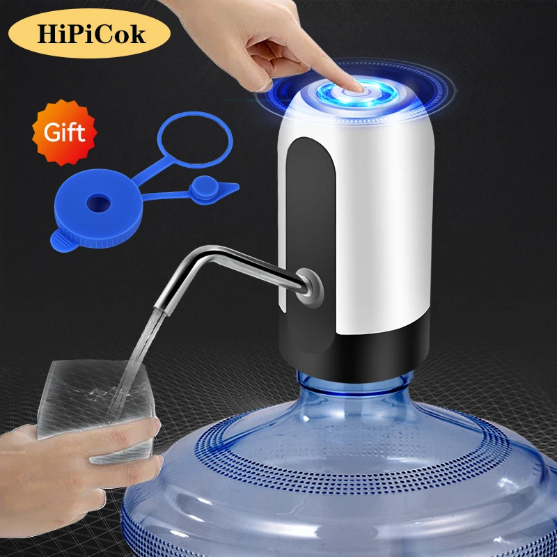 Bomba de botella de agua HiPiCok, 19 litros, carga USB, dispensador de agua eléctrico automático, bomba de botella de agua, dispensador automático de bebidas