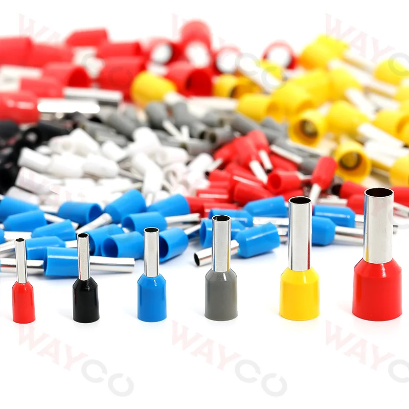 1000 Cái/gói E0508 E7508 E1008 E1508 E2508 Hình Ống Cách Nhiệt Ferrules Lọn Uốn Nhà Ga Ép Lạnh Điện Dây Kết Nối Dây