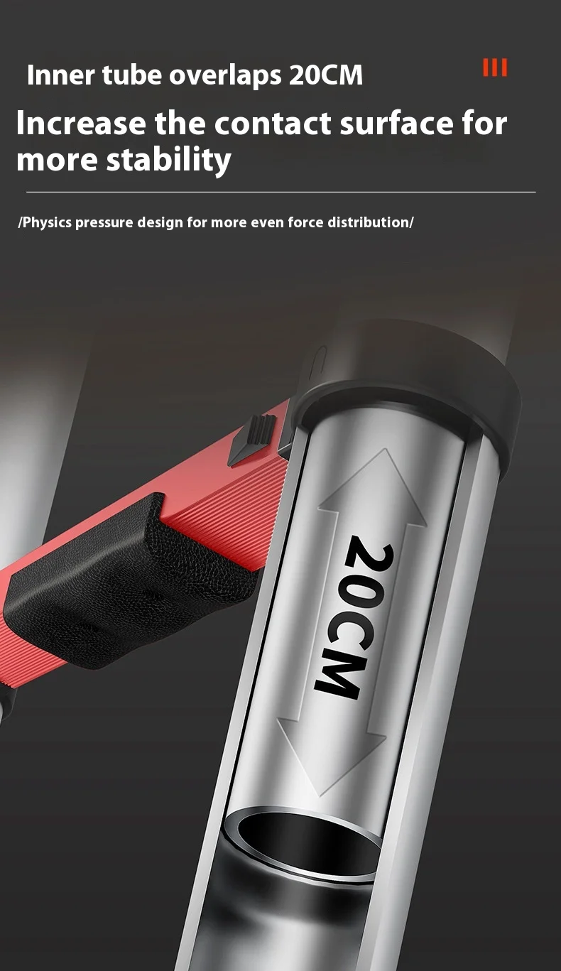 Stainless steel telescopic ladder, foldable straight ladder, 1.5m-5.9m high, durable and rust resistant, non slip foot pad