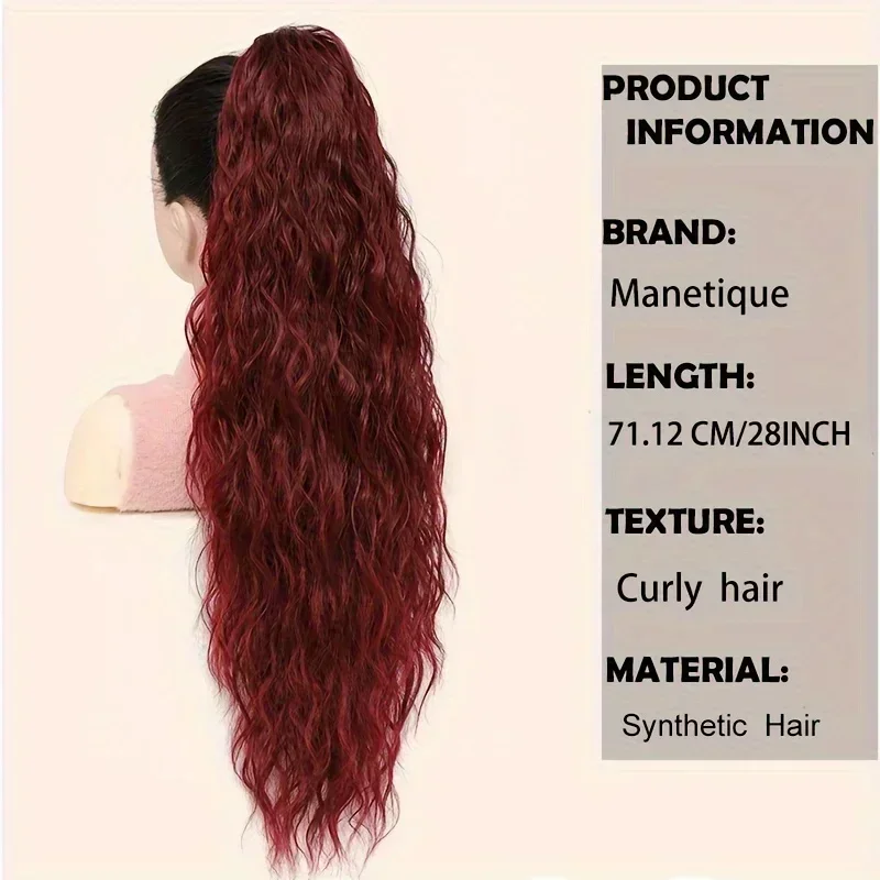 28 นิ้วยาวต่อผมหางม้า Curly Wavy Claw คลิปปลอม Pony Tail ผมชิ้นธรรมชาติ Fluffy สังเคราะห์หางม้าสําหรับผู้หญิง