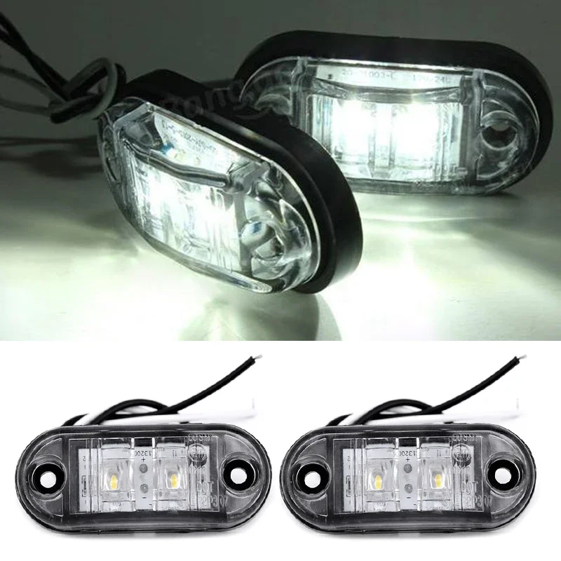 Liquidación LED remolque caravana 12V 2 uds luces de posición laterales blancas juego trasero plástico impermeable súper duradero mejor