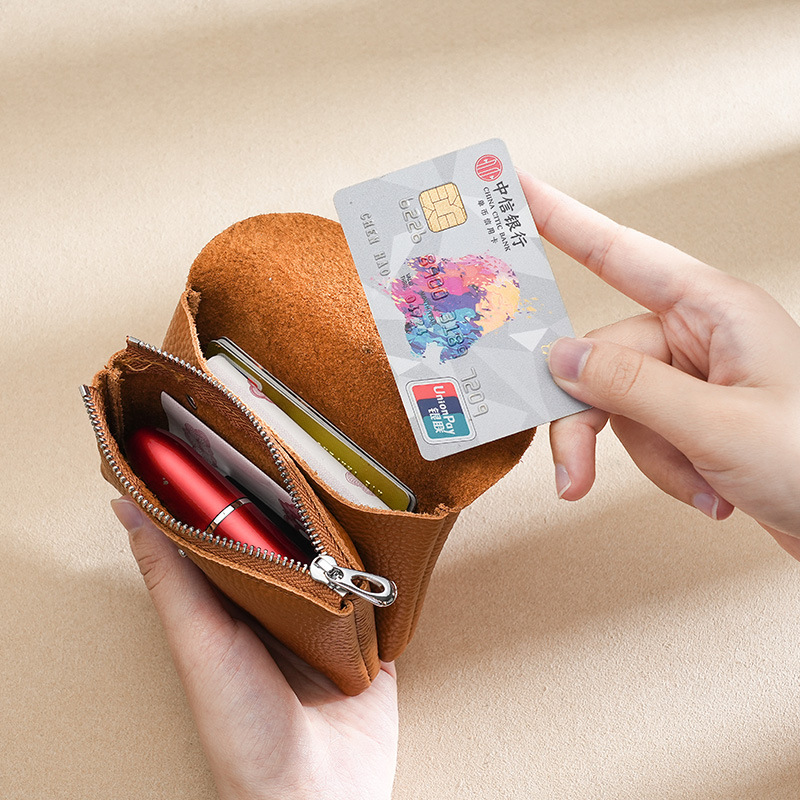 Monedero de cuero de lujo a la moda con nombre personalizado para mujer y hombre, tarjetero con cremallera de negocios, tarjetero con inicial grabada, regalo de boda