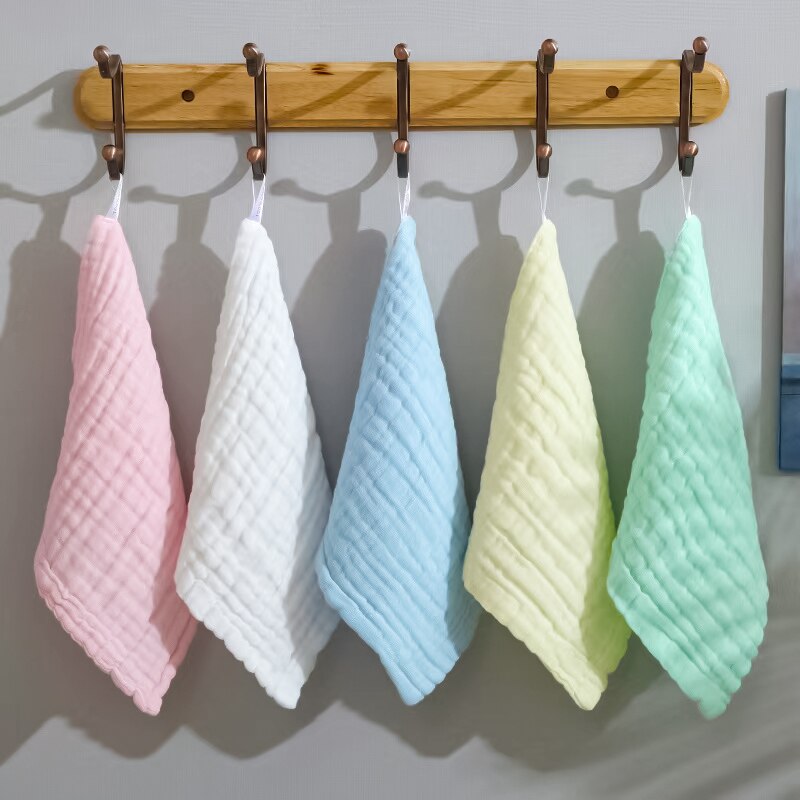 Serviettes en coton doux pour bébé, serviette de visage, mouchoir de bain, gant de toilette pour l'alimentation, lingette pour rot grill, 5 pièces, 30x30cm