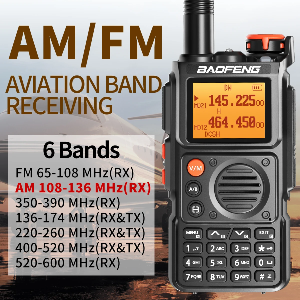 Baofeng UV-K6 Air Band Walkie Talkie Drahtlose Kopierfrequenz Multiband Typ-C Tragbares UHF VHF Long Rang UV5R Zweiweg-Amateurfunkgerät