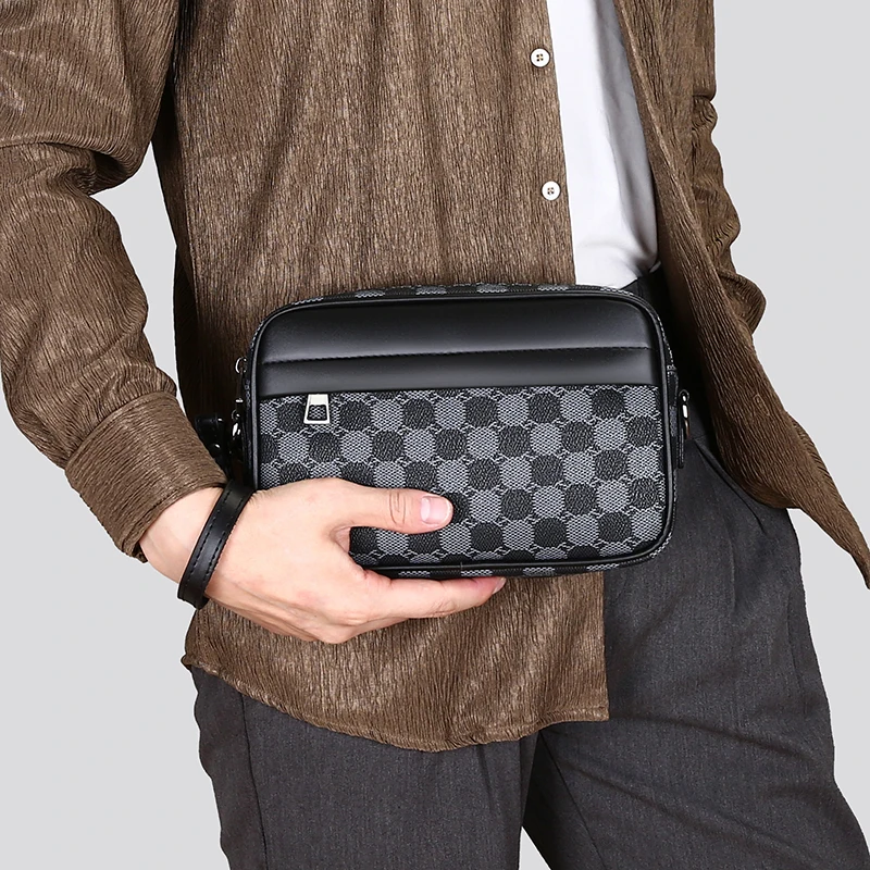 Bolsa de cintura masculina de couro pu de alta qualidade, bolsa crossbody de negócios para homens, moda de viagem, armazenamento de telefone, bolsa de ombro, bolsa de mão