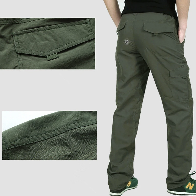 Quick Dry Cargo กางเกงผู้ชายฤดูร้อน Breathable น้ําหนักเบากันน้ํายุทธวิธีกางเกงชายกางเกงขายาวสบายๆ