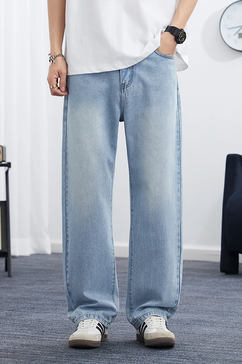 2025 Primavera/Verano estilo coreano pierna recta Lyocell Jeans moda masculina versátil pantalones finos sueltos hombres lavados Retro ﻿
