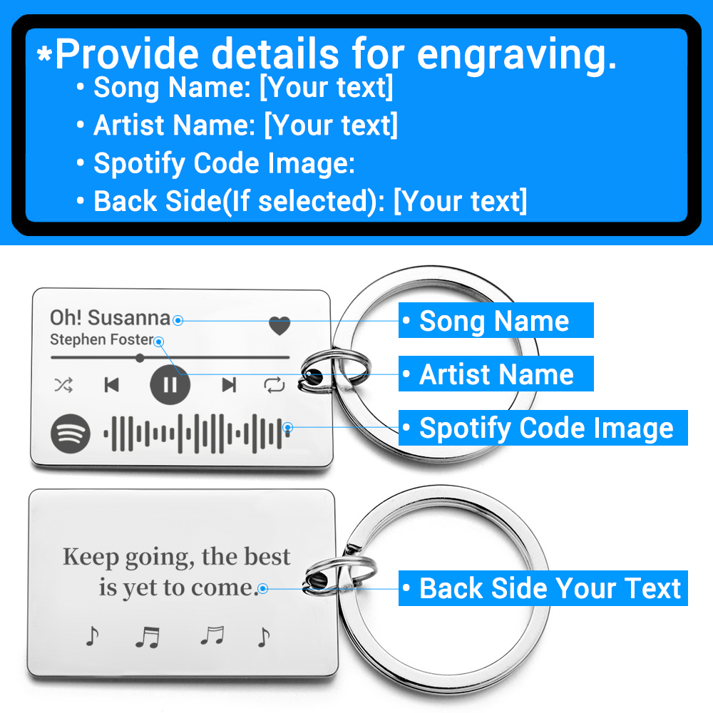 Personalizado código spotify chaveiro gravado música bênçãos titular chaveiro de aço inoxidável presente para casal p037q