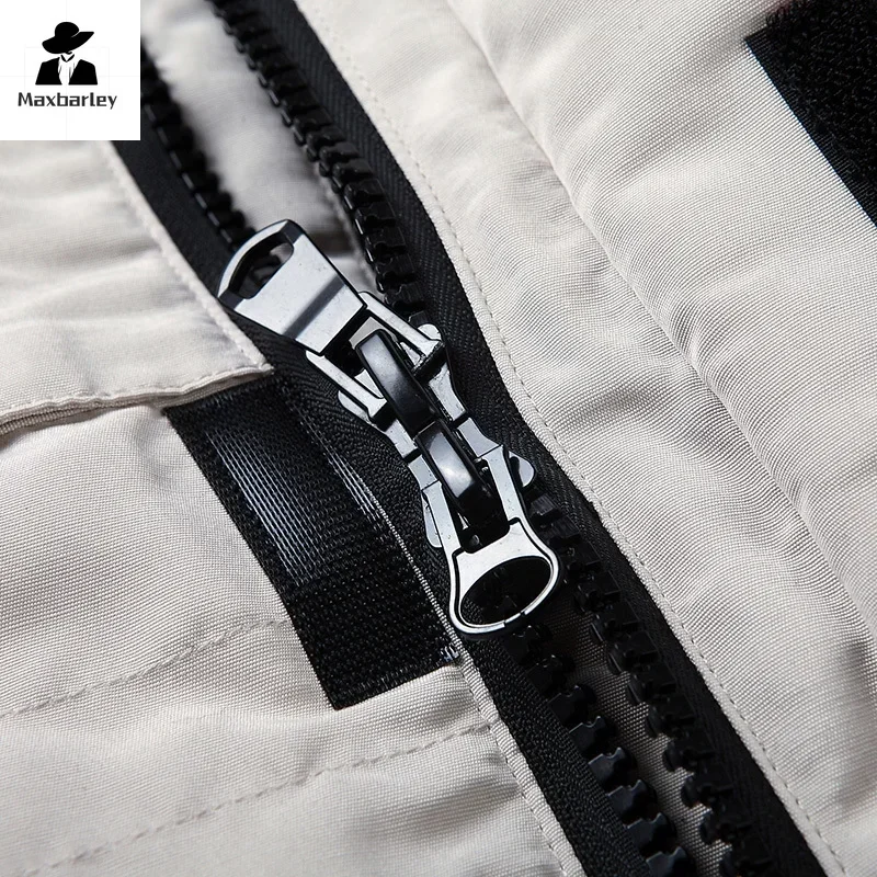 Jaqueta com capuz masculina com gola de pele, à prova de frio, parka de ferramentas, casaco quente luxuoso, pato branco, Coreia do Sul, corrida, 2022