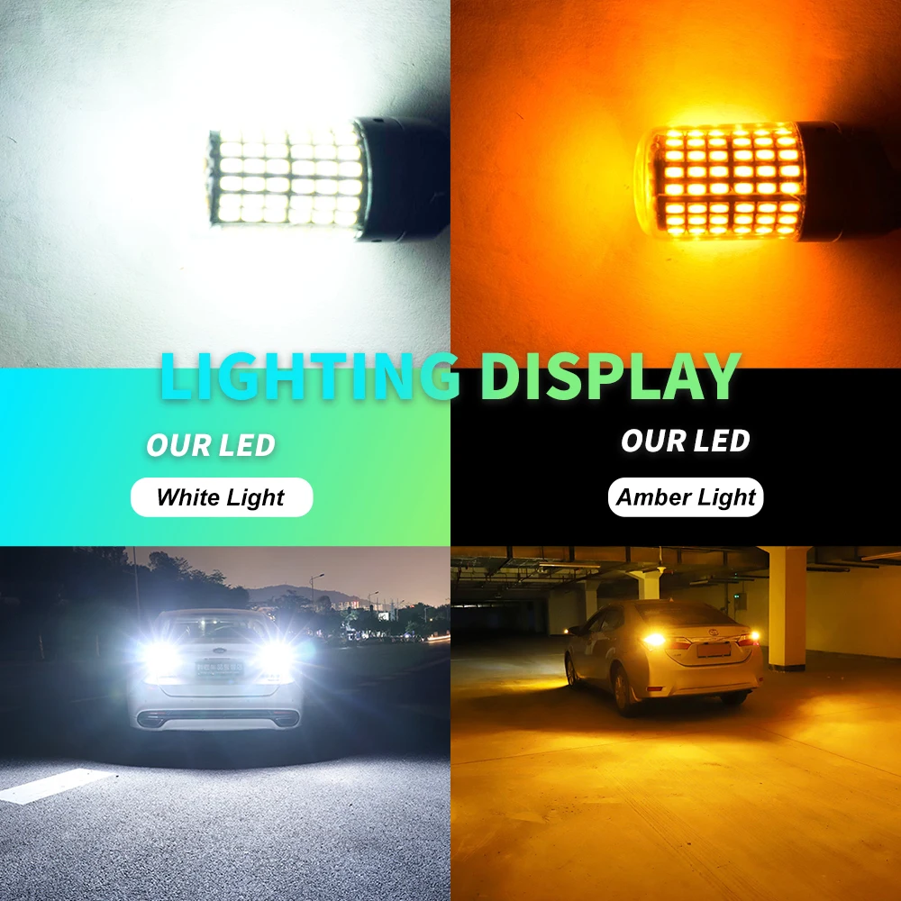 1pc 12V-24V Signal lumineux 1156 BA15S P21W 1157 BAY15D P21/5W T20 7443 W21/5W 7440 W21W 144LED ampoule frein de voiture lampe automatique clignotant