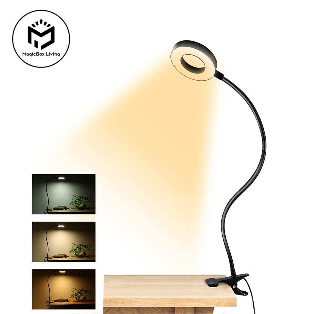 48 LEDs Clipe na lâmpada de mesa 360 ° Mesa de leitura flexível com pescoço de ganso, luz para cuidados com os olhos, braçadeira USB, livros, luz noturna, estudo, luz de leitura