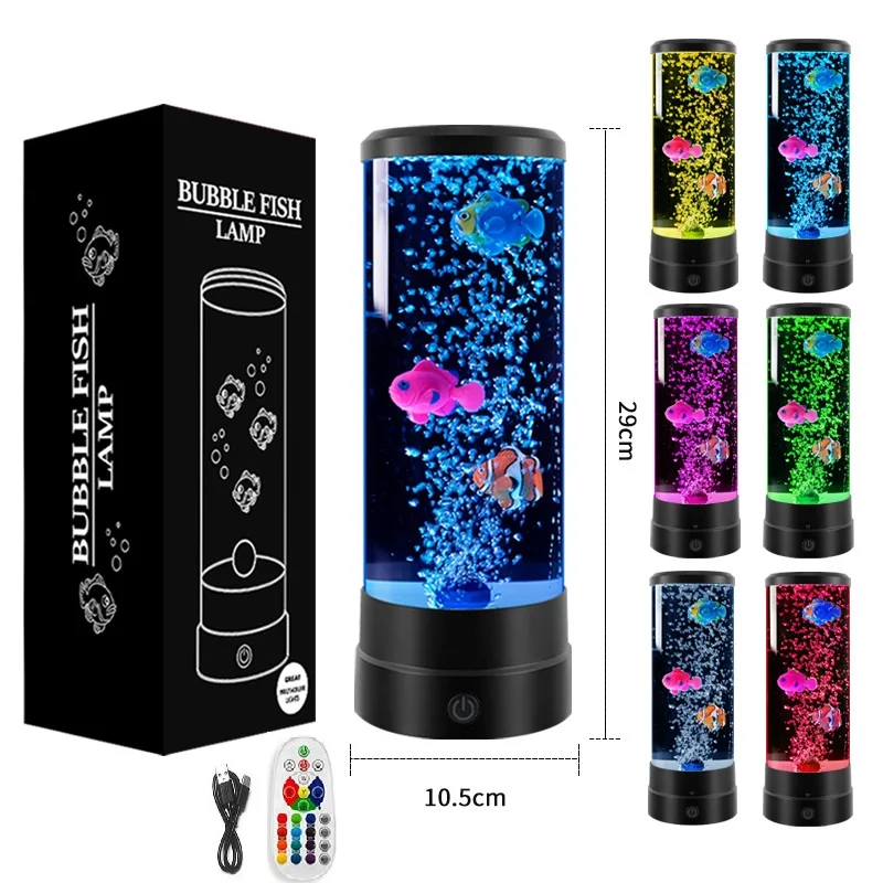 Lámpara LED para peces, luz nocturna ambiental, Control remoto, luces decorativas que cambian de Color, regalo de cumpleaños para acuario, bombilla para niños