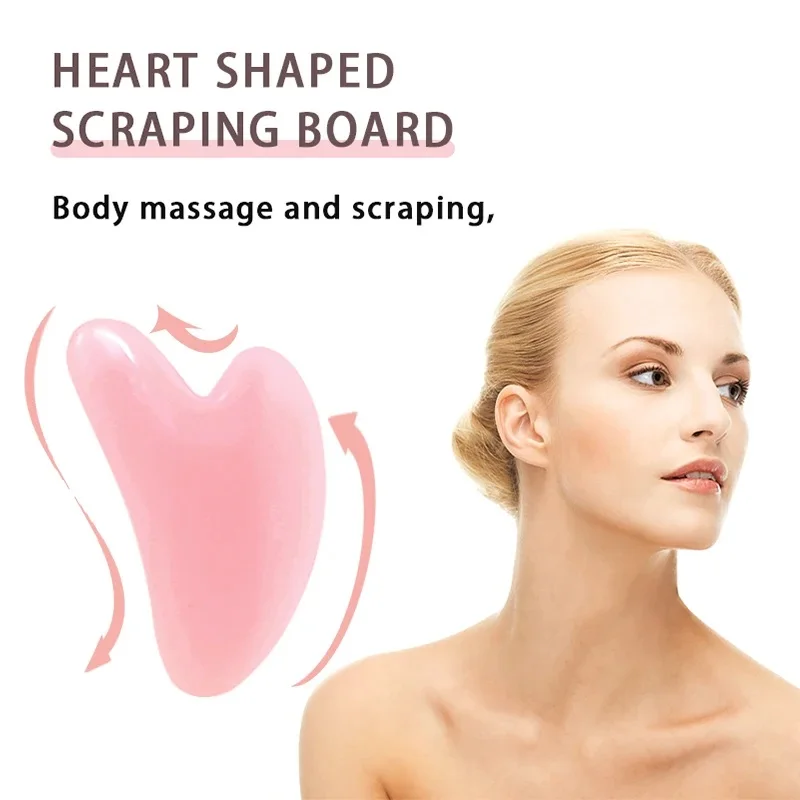 Double Chin Reducer Massager Roller Beauty Stick Facial Lifting Tool Heart Shape Scraping Pink Full Body Massage Set