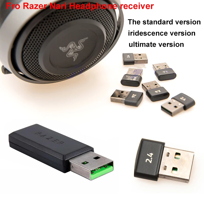 Accesorios de repuesto para emparejamiento de receptor USB 2,4G con auriculares inalámbricos para juegos Razer Nari Ultimate/Essential/iridescence