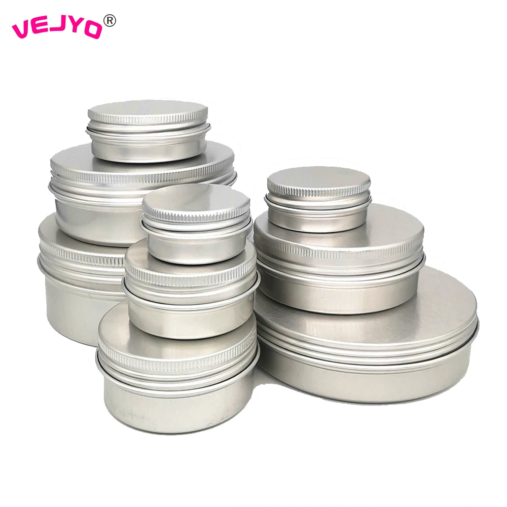 Bộ 50 Mỹ Phẩm Hộp Đựng Nhôm Nến Bình Trống Thiếc Kim Loại Bạc Có Nắp Đậy Son Dưỡng Môi Nồi Vít Hộp Kem Hộp 15G 30G 50G 80G 100G