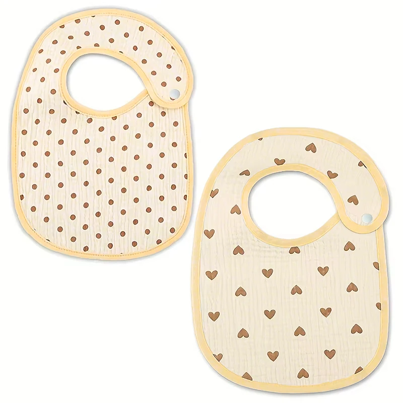 Babadores de gaze de algodão para bebês recém-nascidos, 2 peças, à prova d'água, infantil, meninos, meninas, panos de arroto, cachecol estampado, toalha de saliva, material de alimentação