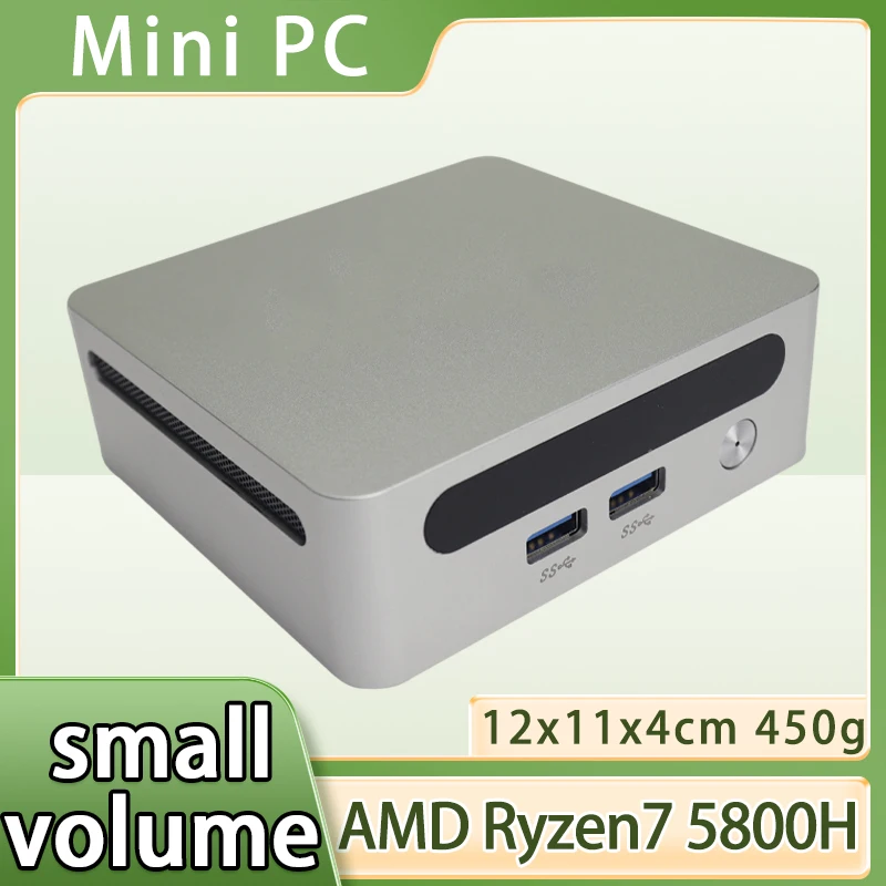Mini Computer AMD Ryzen7 5800H Mini PC Windows 11 Pro 256GB/512GB/1TB PCIE M.2 SSD 8GB/16GB/32GB DDR4 WiFi6 BT5.2 Small computer