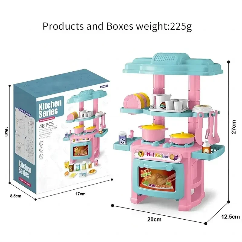 Mini bancone da cucina Set da gioco Fai da te simulato Cucina Cibo Stoviglie Casa da gioco Gioco di ruolo Gioco di finzione Giocattolo Regalo Kid Boy Bambini