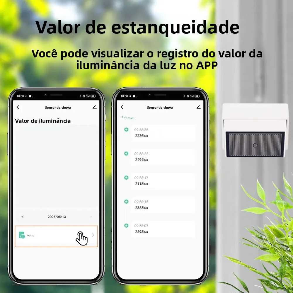 Sensor de detecção de gotas de chuva tuya zigbee com detector de luz ipx4, à prova d'água, suporte para água da chuva, assistente doméstico zigbee2mqt