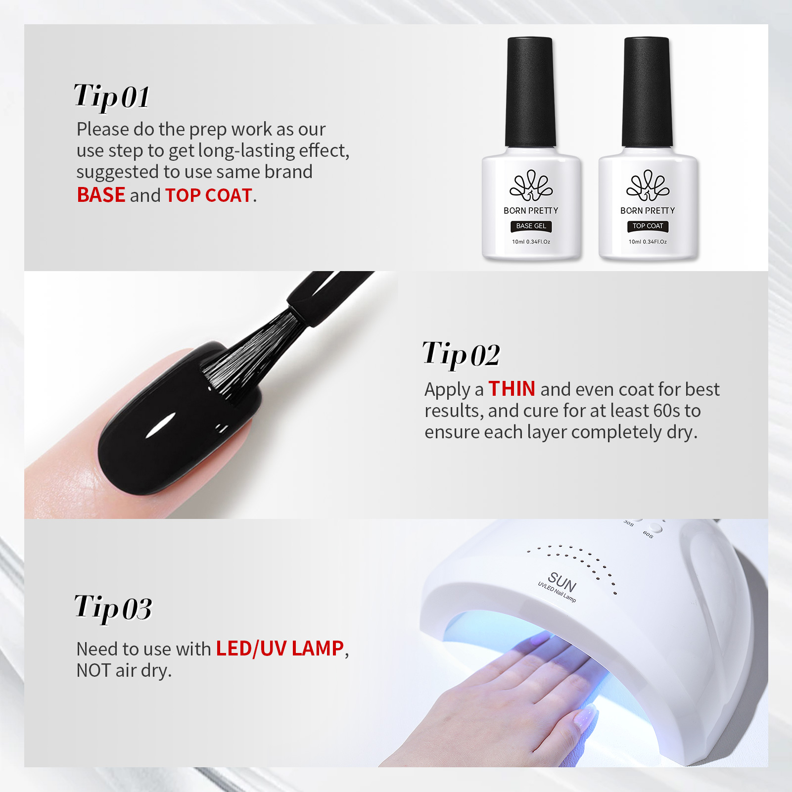 BORN PRETTY 10ml เจลเล็บเจล 130 สีกึ่งถาวร Solid เล็บเจลเคลือบเงา Soak Off UV เจลสําหรับ BASE Top Coat