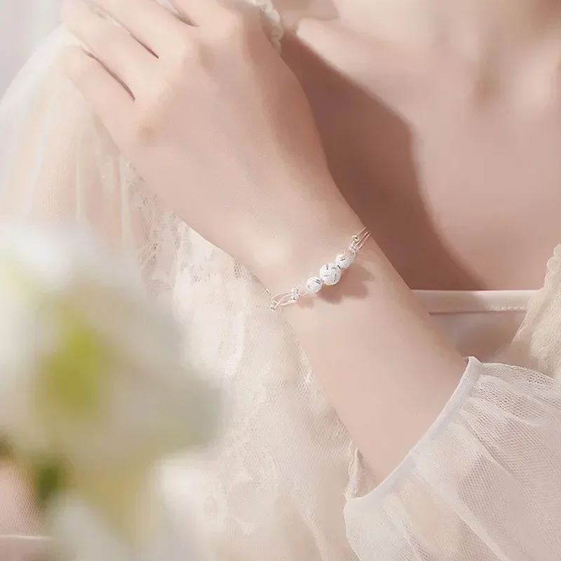 Pulseras finas de Plata de Ley 925 con cuentas de la suerte para mujer, pulsera ajustable multicapa de diseñador de lujo, joyería para fiesta y boda