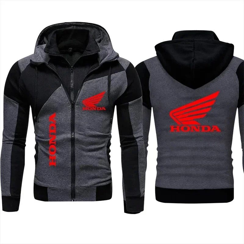 Honda moletom com capuz jaqueta de motocicleta honda wing logotipo impressão moletom pulôver na moda jaqueta de motociclista roupas masculinas com capuz com zíper personalizado