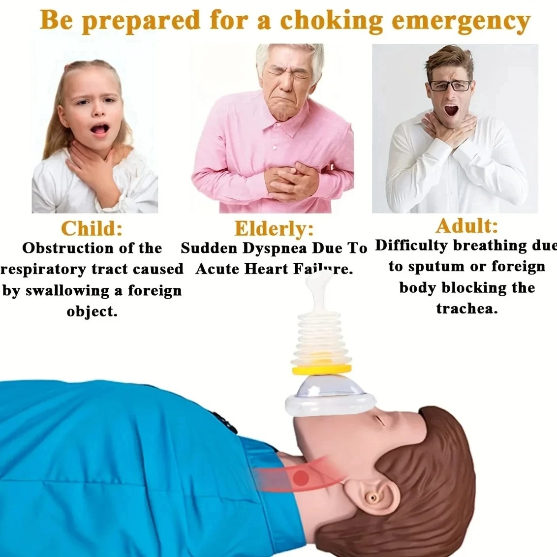 First Aid Kit Choking Device Adults & Children 2 Size Choking Rescue Kits Home Asphyxia Rescue Device Anti Suffocation