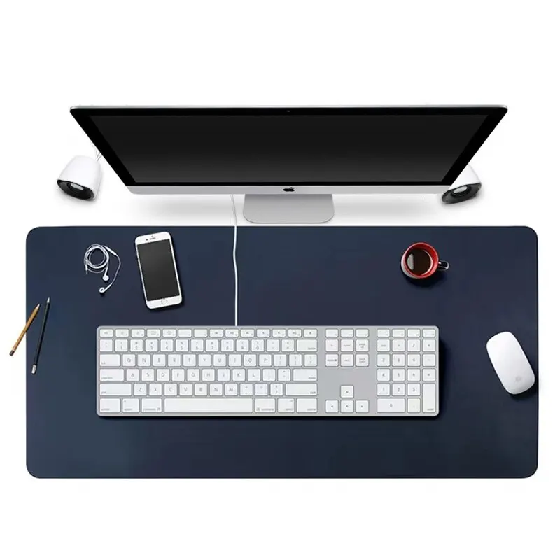 Alfombrilla protectora de gran tamaño para escritorio de oficina y hogar, alfombrilla de ratón azul real de gamuza de cuero PU, alfombrilla de teclado impermeable para juegos, 70x35cm