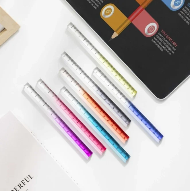 INS Style Transparent Straight Rulers 15cm 20cm 30cm Gradient Acrylic Drafting Tools for DIY Drawing Math Office Use