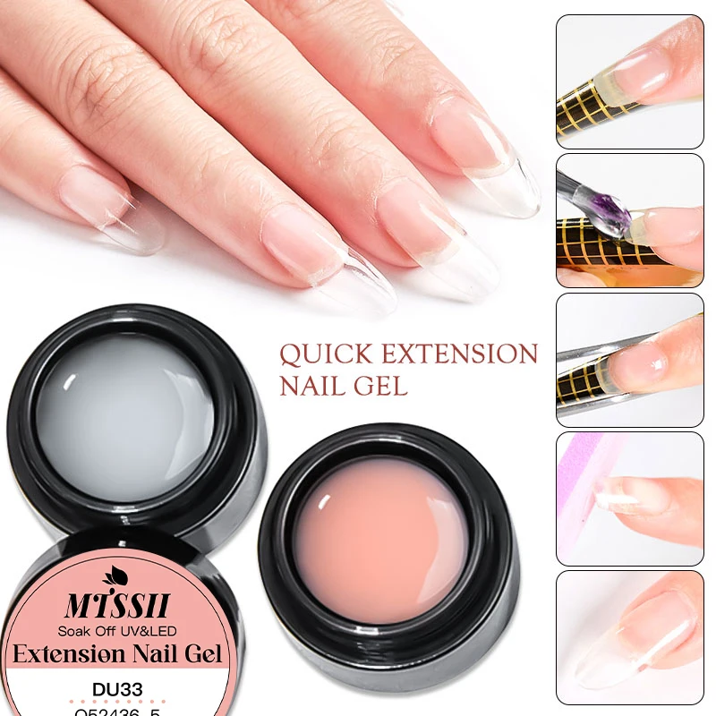 Mtssii-Gel de extensión de uñas, esmalte de uñas semipermanente, color rosa brillante, UV, duro, para alargar los dedos, Blanco claro, Nude, 10/20ml