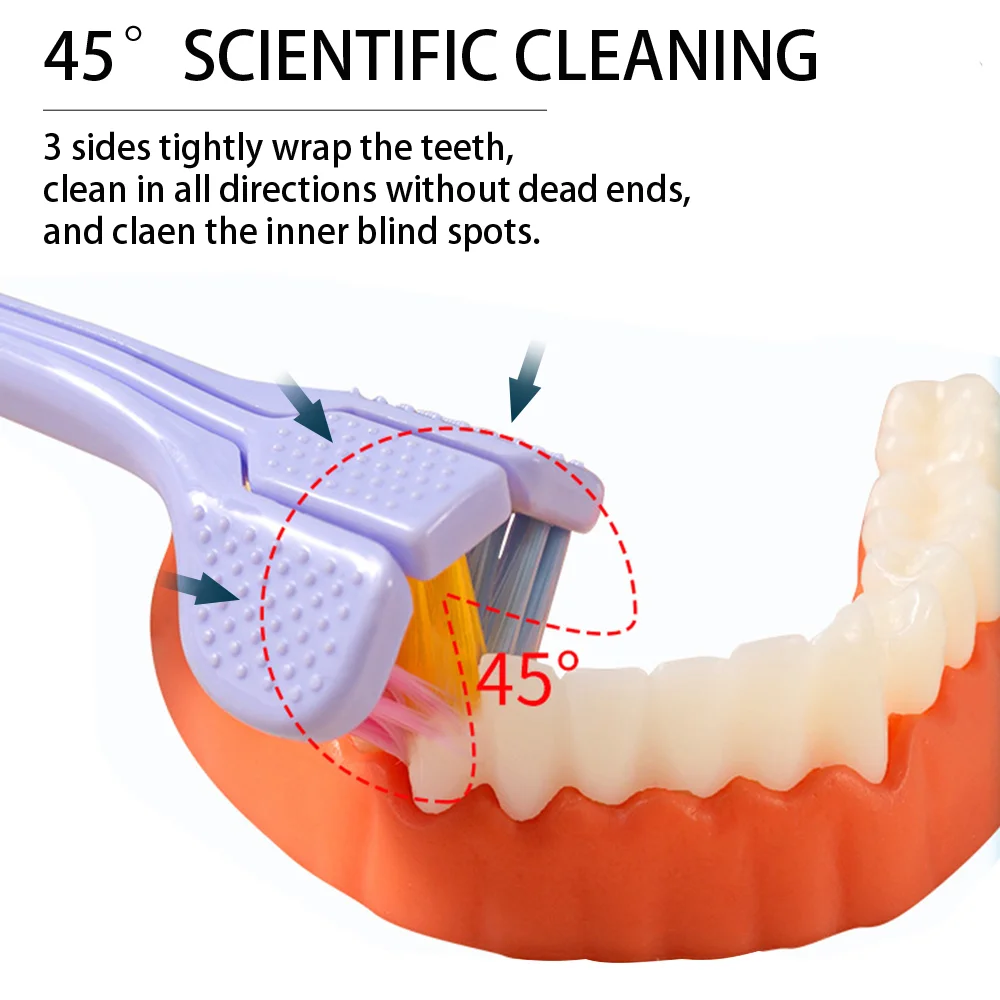 성인용 초미세 소프트 강모 칫솔, 구강 건강 관리용 안전 칫솔, 3 면 소프트 헤어, 1PC