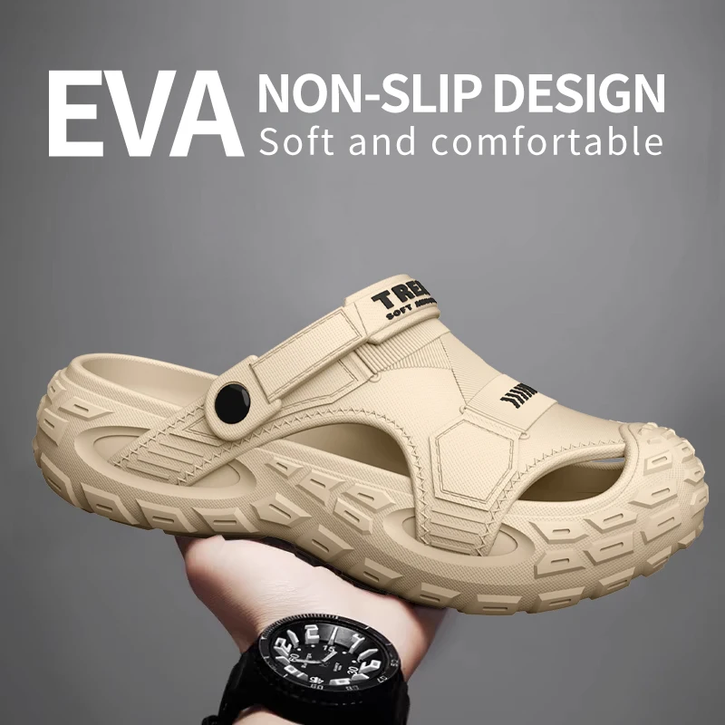 EVA-Sandalen für Herren im Sommer, dicke weiche Sohle für Outdoor-Bekleidung, Strandschuhe für Freizeitsport und perforierte Schuhe