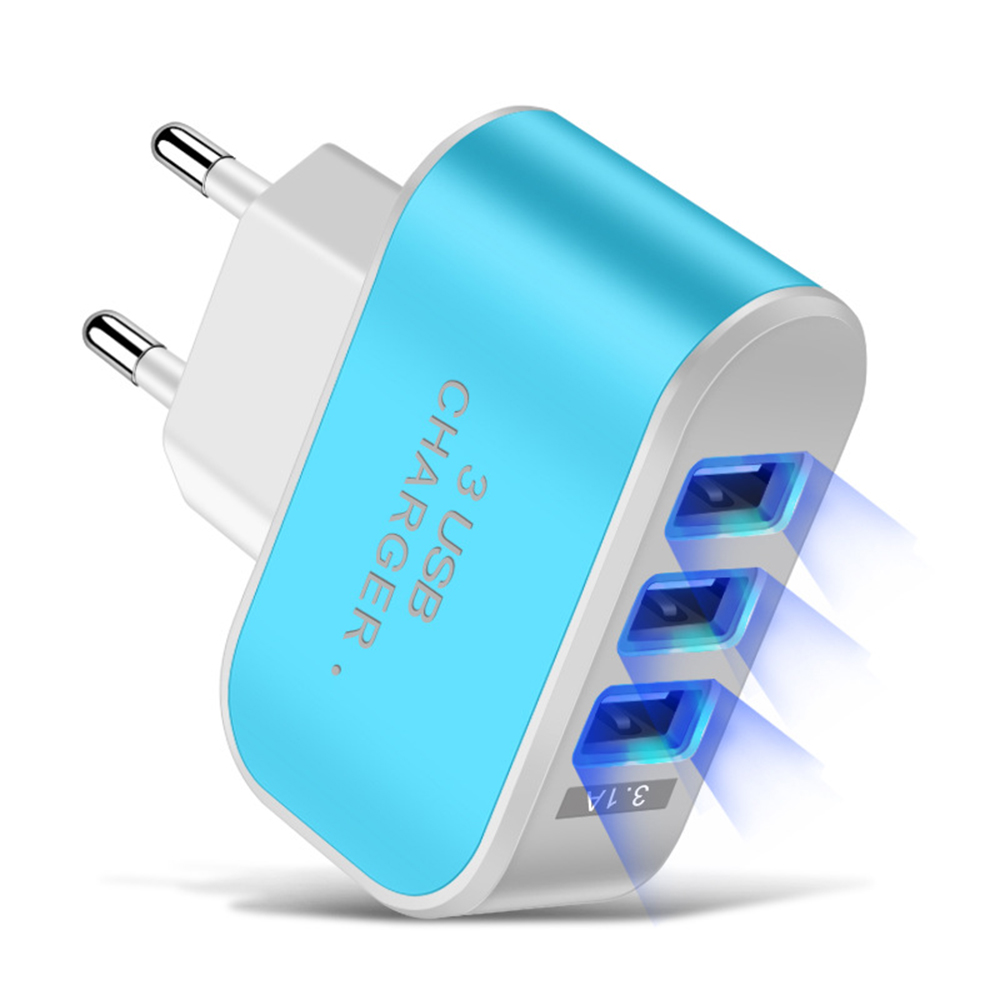 3USB EU UNS Stecker LED Handy Ladegeräte Multi-Kopf Reise Ladegerät 3 Ports LED Licht Telefon Lade Adapter EU Stecker Ladegerät