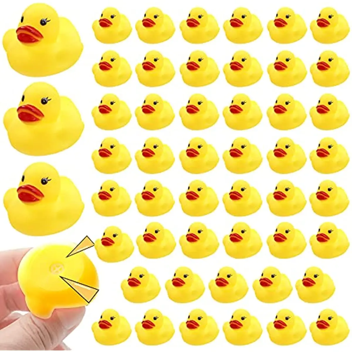 Patos De Borracha Amarela Com Squeeze Sound, Decoração De Festa De Aniversário, Presente De Sala De Aula, Atividade De Piscina De Praia De Verão, Jogo De Carnaval, 50 Pcs