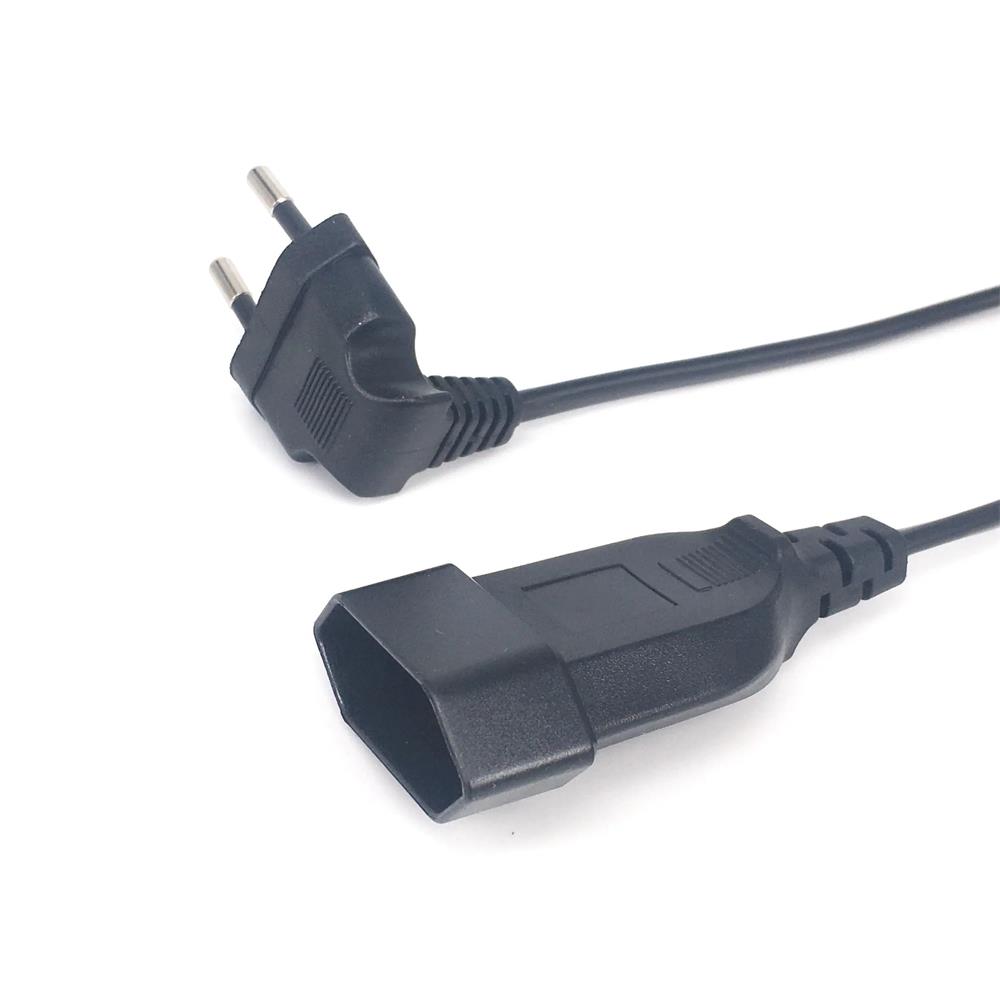 Europea 90 องศาชายปลั๊กหญิง SOCKET Power EXTENSION CABLE สําหรับ PC คอมพิวเตอร์ PDU 0.3 M/0.6 M/1.8 M EU 2 PRONG BEND มุมสายไฟ