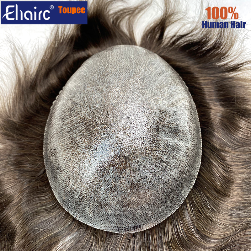 ขาย-ชายผมเทียม 0.12-0.14 มม.ฉีดผิว Toupee ผู้ชาย 6 "ผู้ชาย capillary prothesis วิกผมสําหรับ Man 100% Human Hair ระบบ