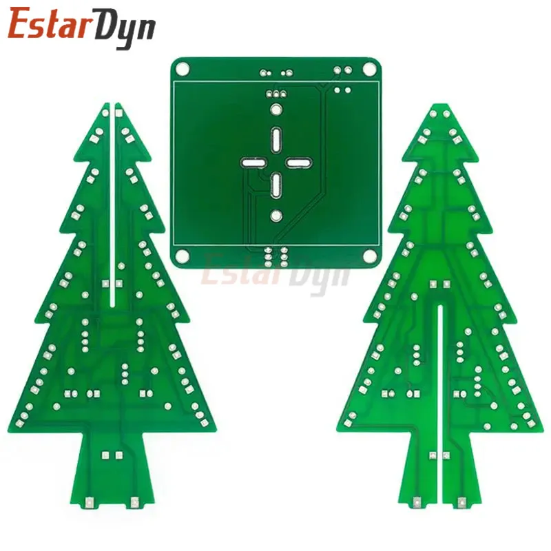 Kit de bricolaje LED de árbol de Navidad 3D tridimensional, Kit de circuito de Flash LED rojo/verde/amarillo, Suite electrónica divertida