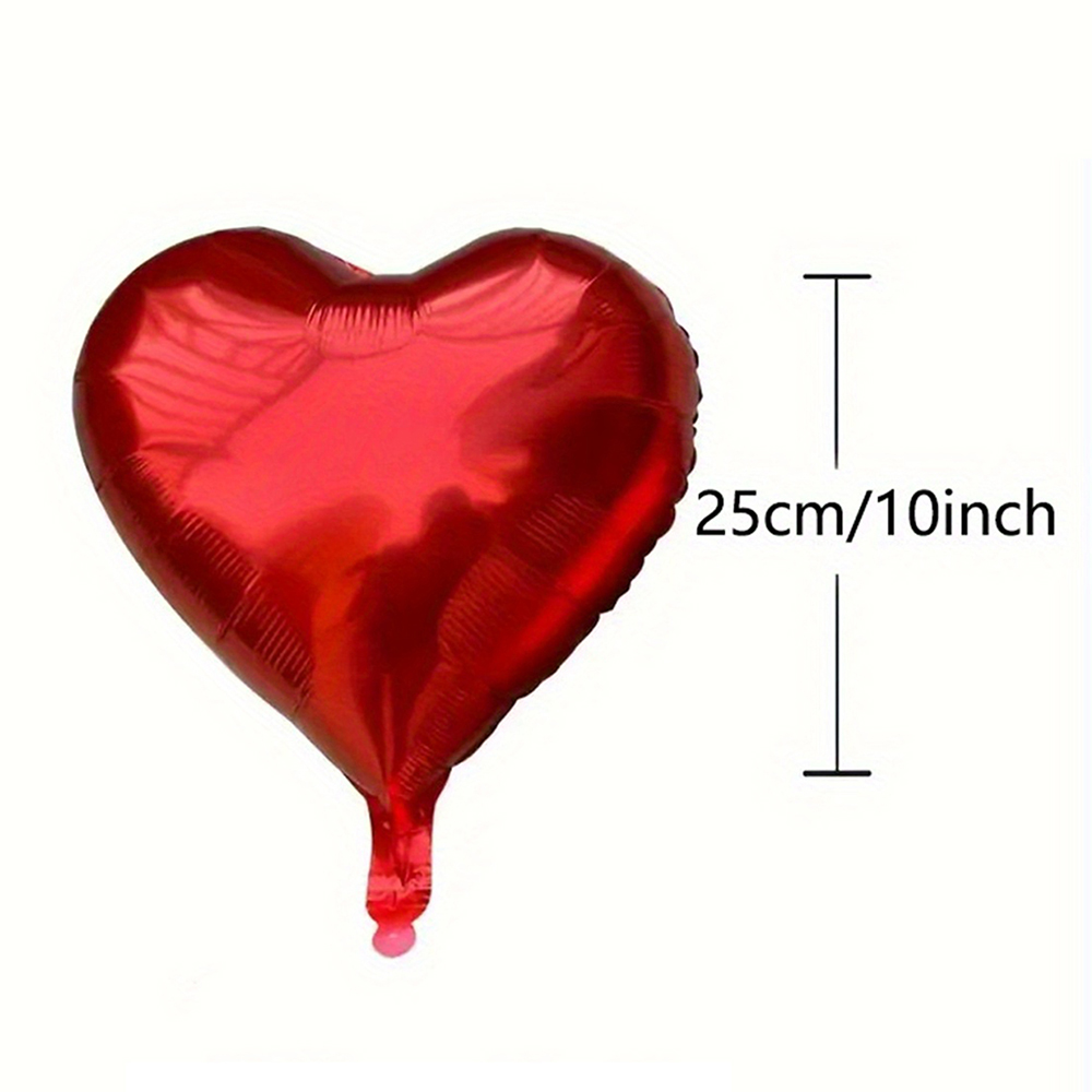 50Pcs Valentine's Day Heart Balloons 10" Red Love Heart Shape Balloon for Valentines Day Decorations Heart Foil Balloon Wedding