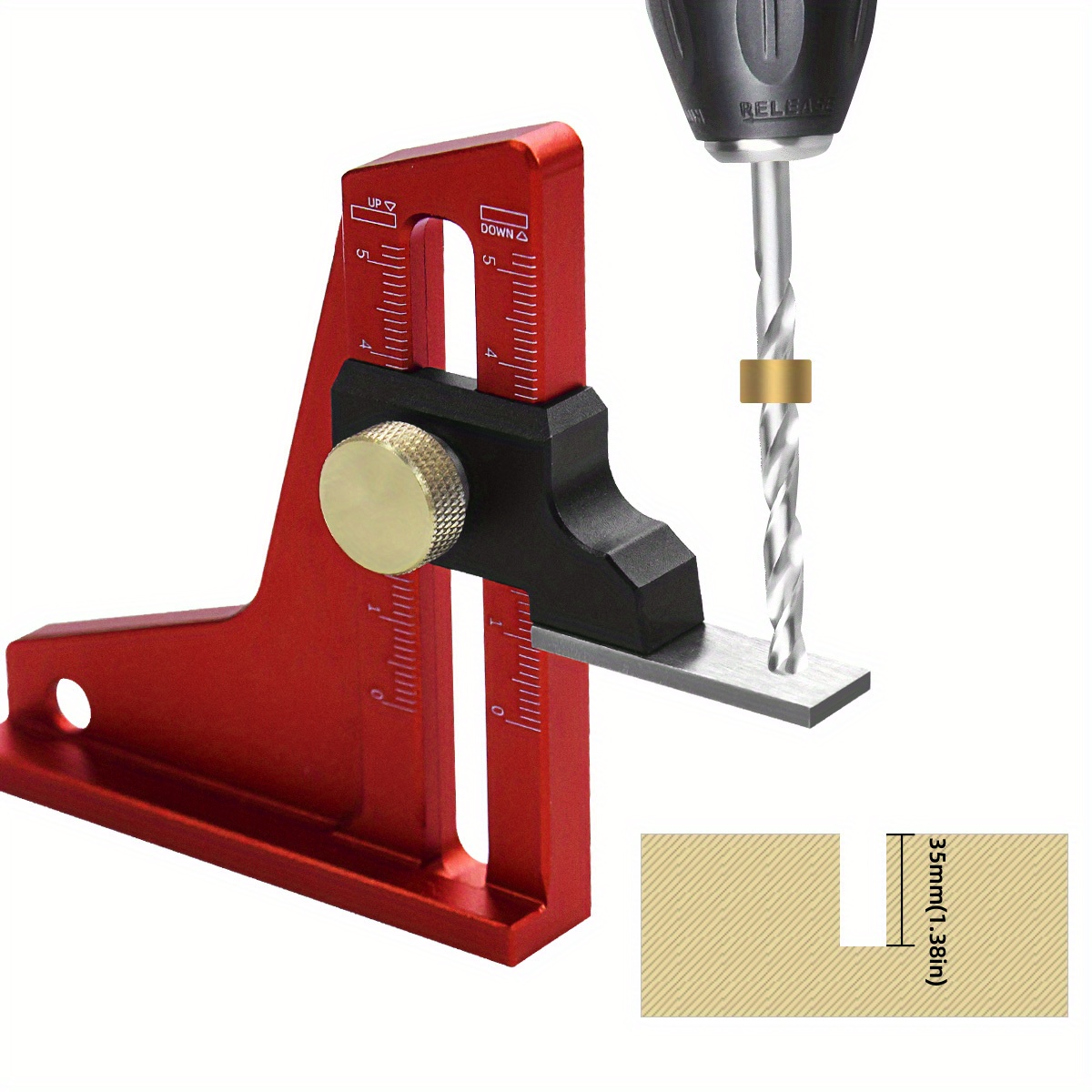 Medidor de altura, medidor de profundidade de serra de mesa ajustável de configuração de 0-50mm-balas duplas de alumínio diy régua ferramenta de medição de altura para carpintaria