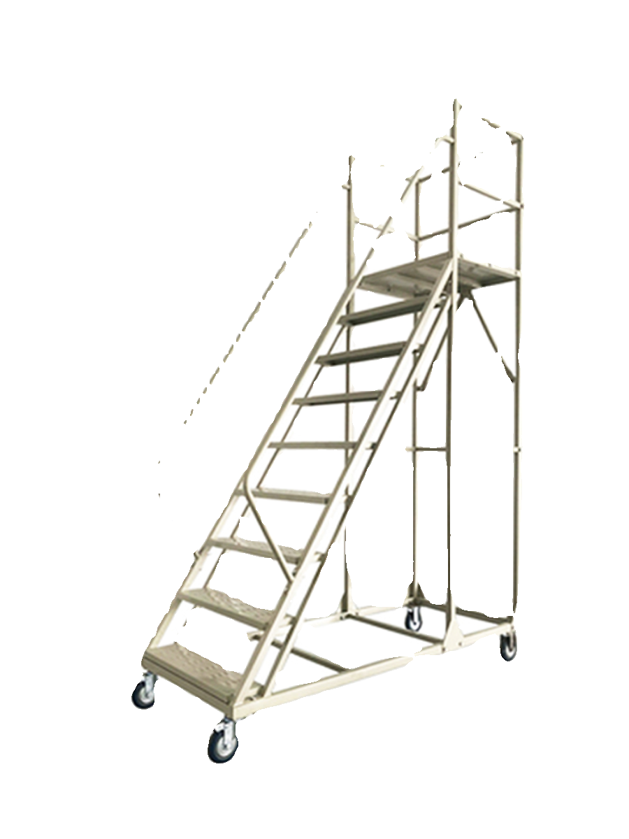 Escada de plataforma com rodas Escada de operação de carregamento e captação de supermercado Escada de plataforma móvel de 10 degraus