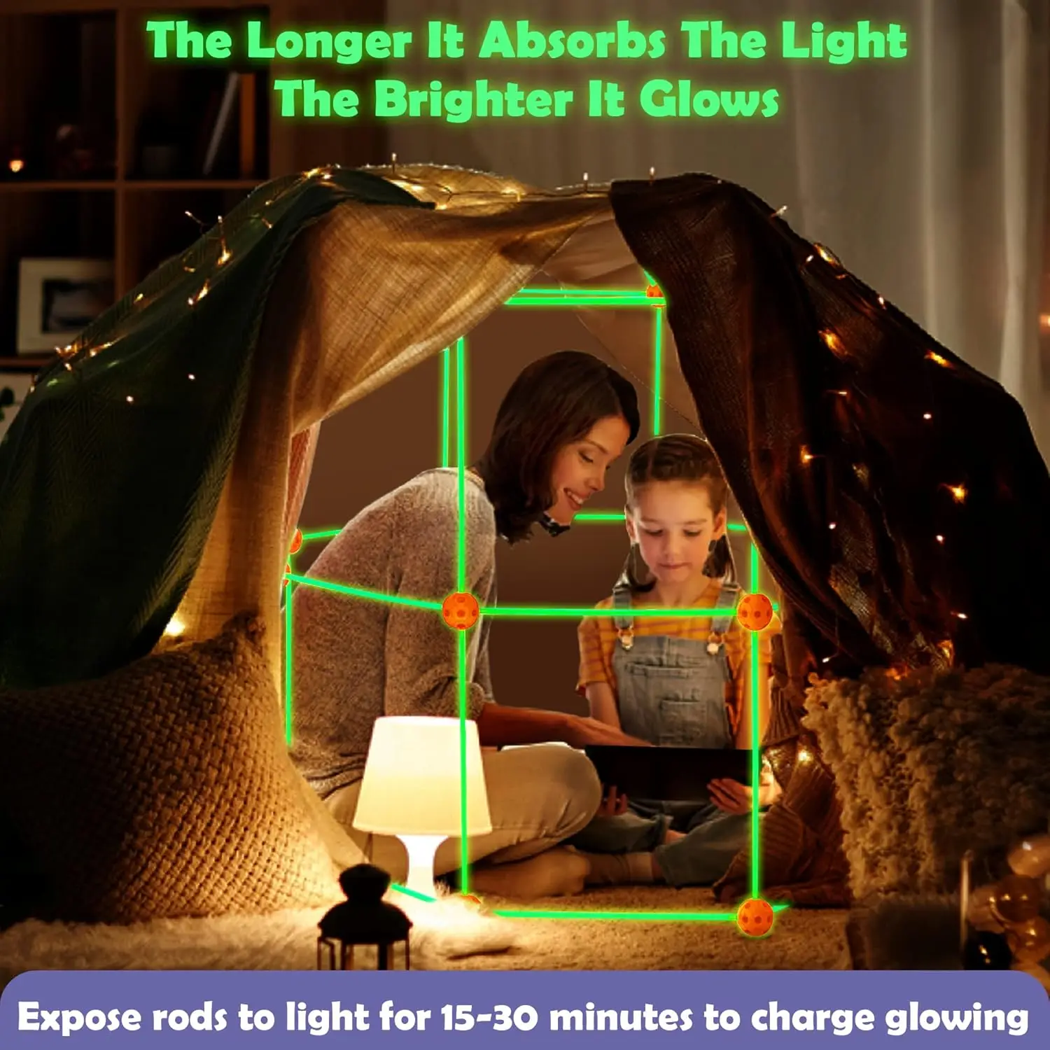 200 ชิ้นสร้างสรรค์ของเล่นเด็ก Fort Building Kit Glow in the Dark ปราสาทอุโมงค์เล่นเต็นท์เกมของเล่นเพื่อการศึกษาของขวัญวันเกิด