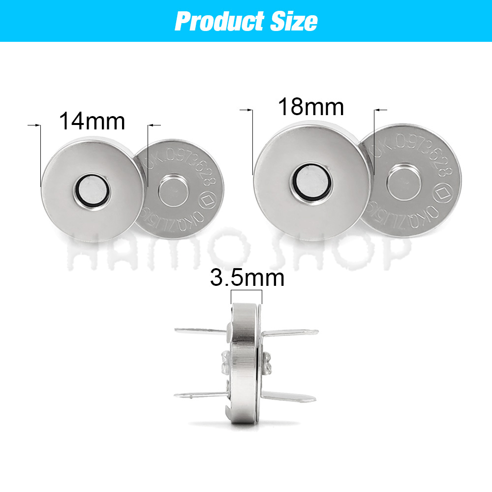 10 Bộ/lô Từ Snap Ốc Vít Móc Cài Nút Túi Ví Cầm Ví Thủ Công Túi Phần Phụ Kiện Hấp Phụ Khóa 14Mm 18Mm