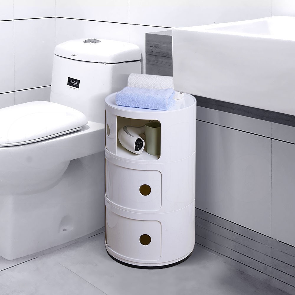 3 Tier Bianco Comodino Rotondo 3 Cassetti Comodino Comodino Armadio Moderno Moda Rotonda Piccola Dimensione Soggiorno Tavolino