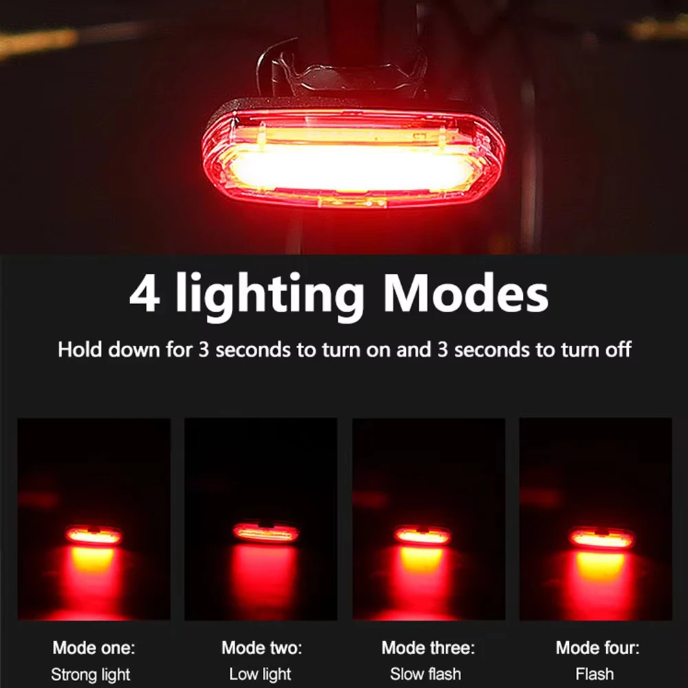 ไฟท้ายจักรยานถนน MTB USB แบบชาร์จไฟได้ LED ไฟท้ายจักรยานติดตั้งง่ายไฟเตือนจักรยานไฟท้ายเพื่อความปลอดภัยในการขับขี่กลางคืน