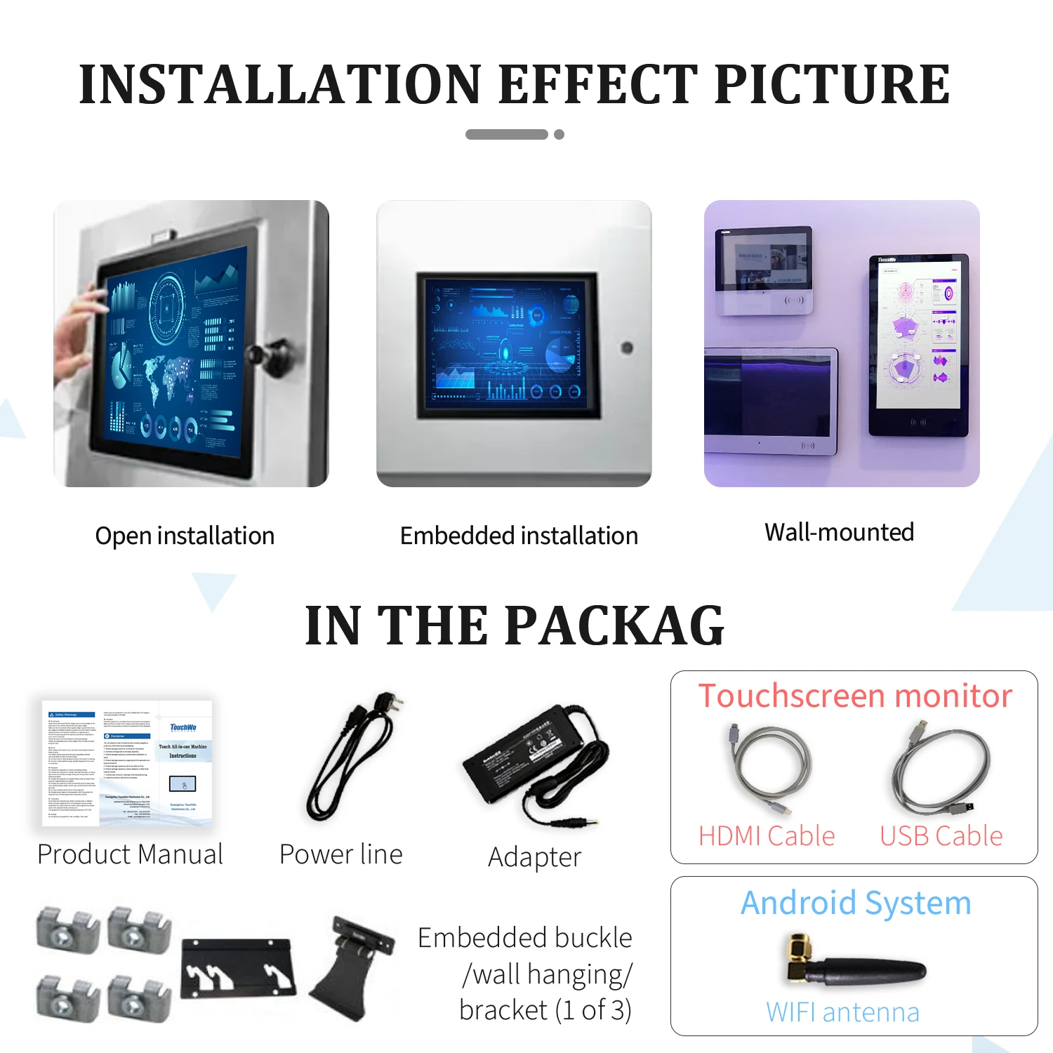 TouchWo 5 7 Inch Fanless IP65 Waterproof Capacitive Android Touch Screen Industrial embedded touch screen monitor For Cnc