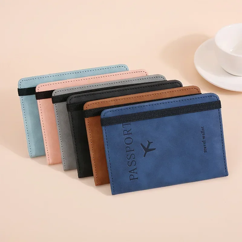 Protección de bloqueo Rfid, funda para pasaporte de viaje, soporte de crédito, funda de cuero PU para negocios, accesorios protectores para billetes para hombres y mujeres