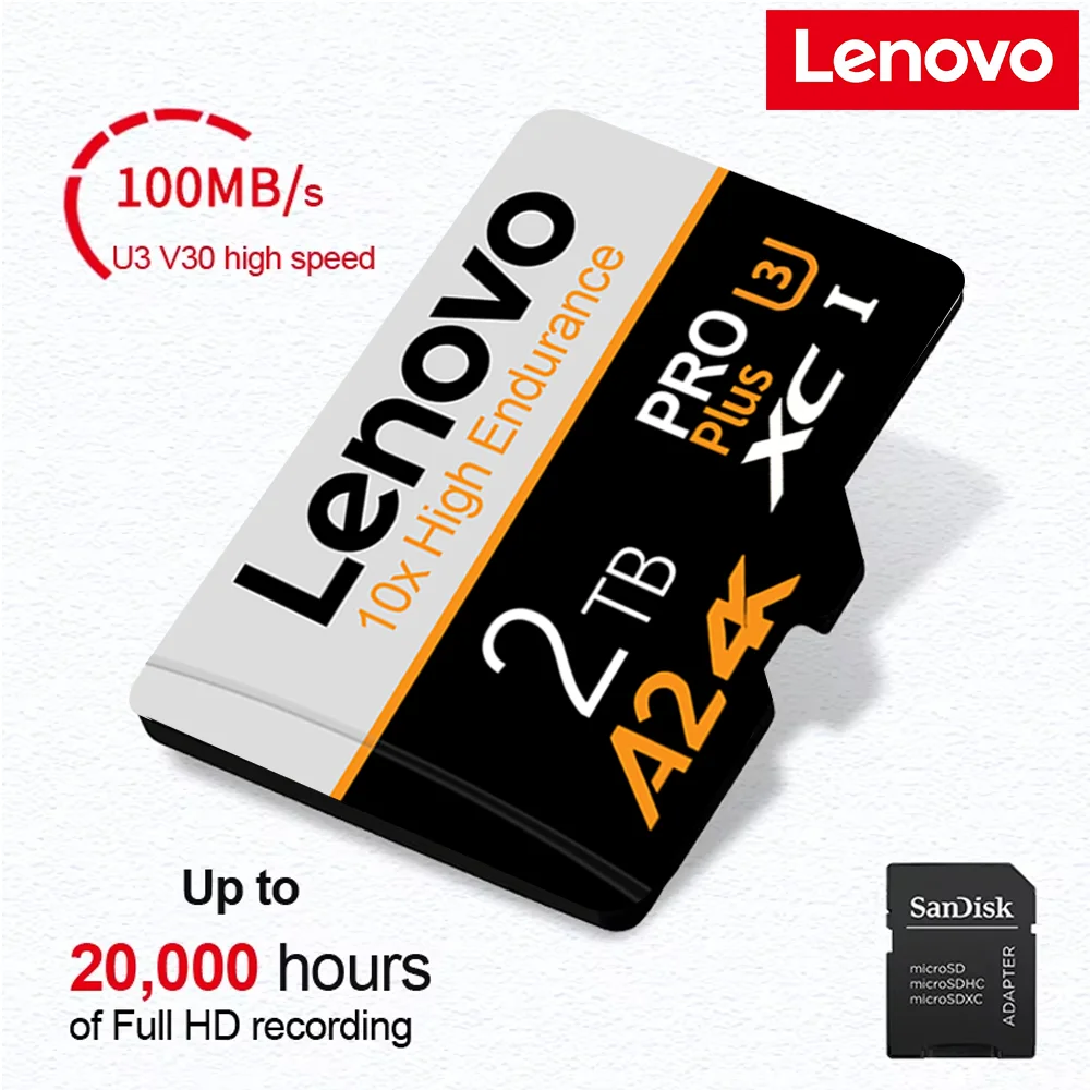 Карта памяти Lenovo 2TB 1TB Class10 V60 A2 TF Card 512GB Mini SD Card 128GB Высокоскоростная Micro TF SD-карта 256 ГБ для Nintendo Switch